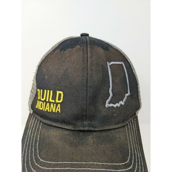 John Deere Brand Trucker Hat Meshback Snapback Build Indiana Black & Grey - Picture 3 of 11